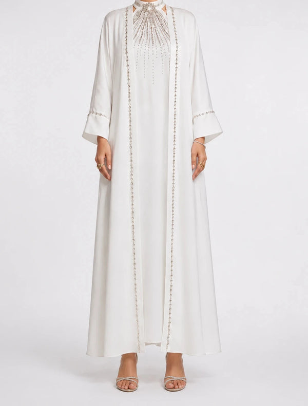 Abaya Nour Blanc: Ensemble 2 Pièces