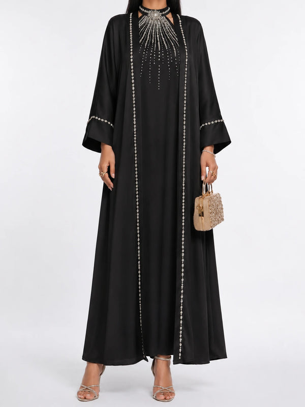 Abaya Nour Noir Prestige: Ensemble 2 Pièces