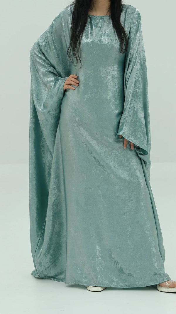 Abaya Farasha Almas: Vert Sauge Irisé