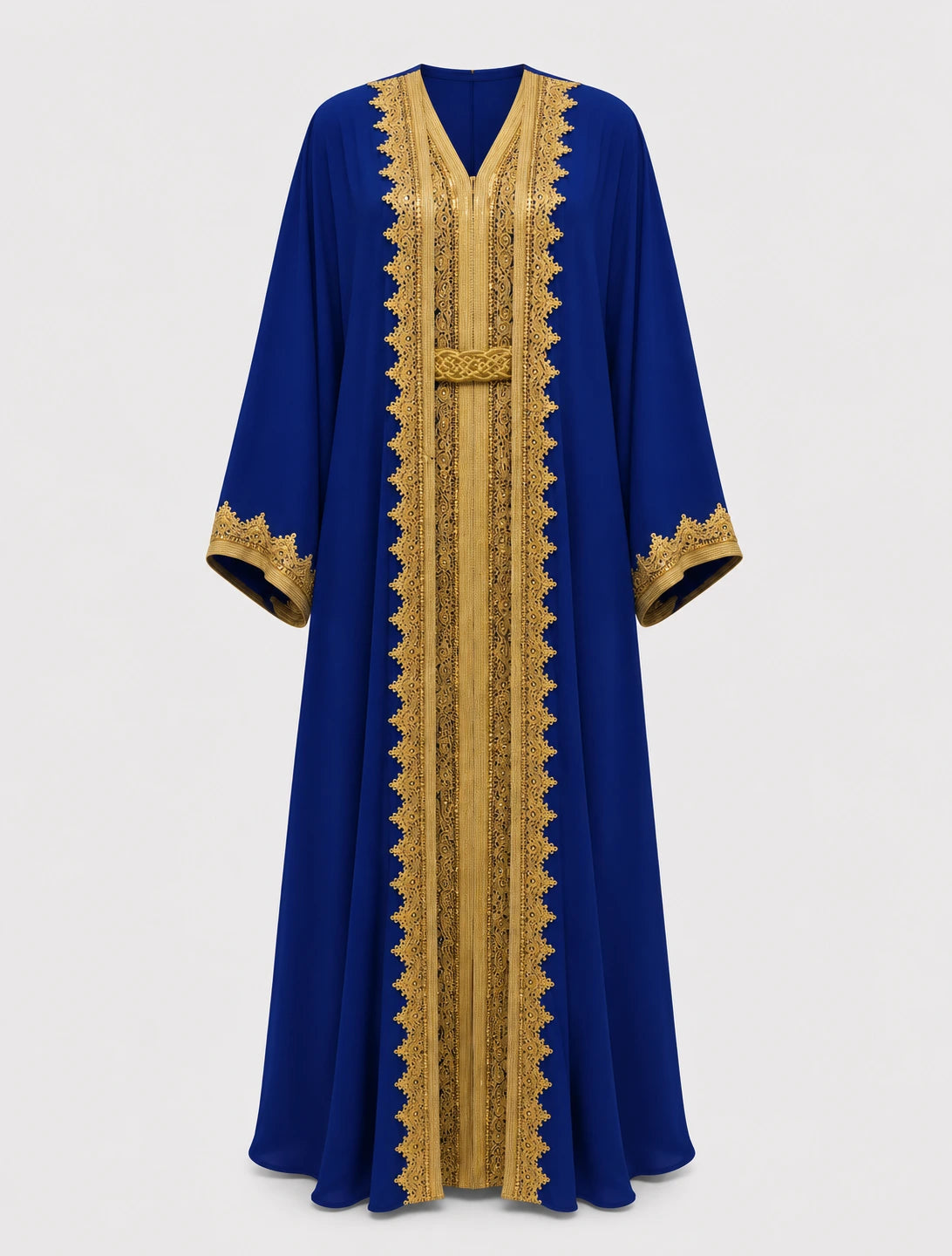 Layla Midnight Blue Gold-Embroidered Kaftan Abaya
