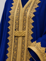 Abaya Layla: Caftan Bleu Nuit Brodé Or