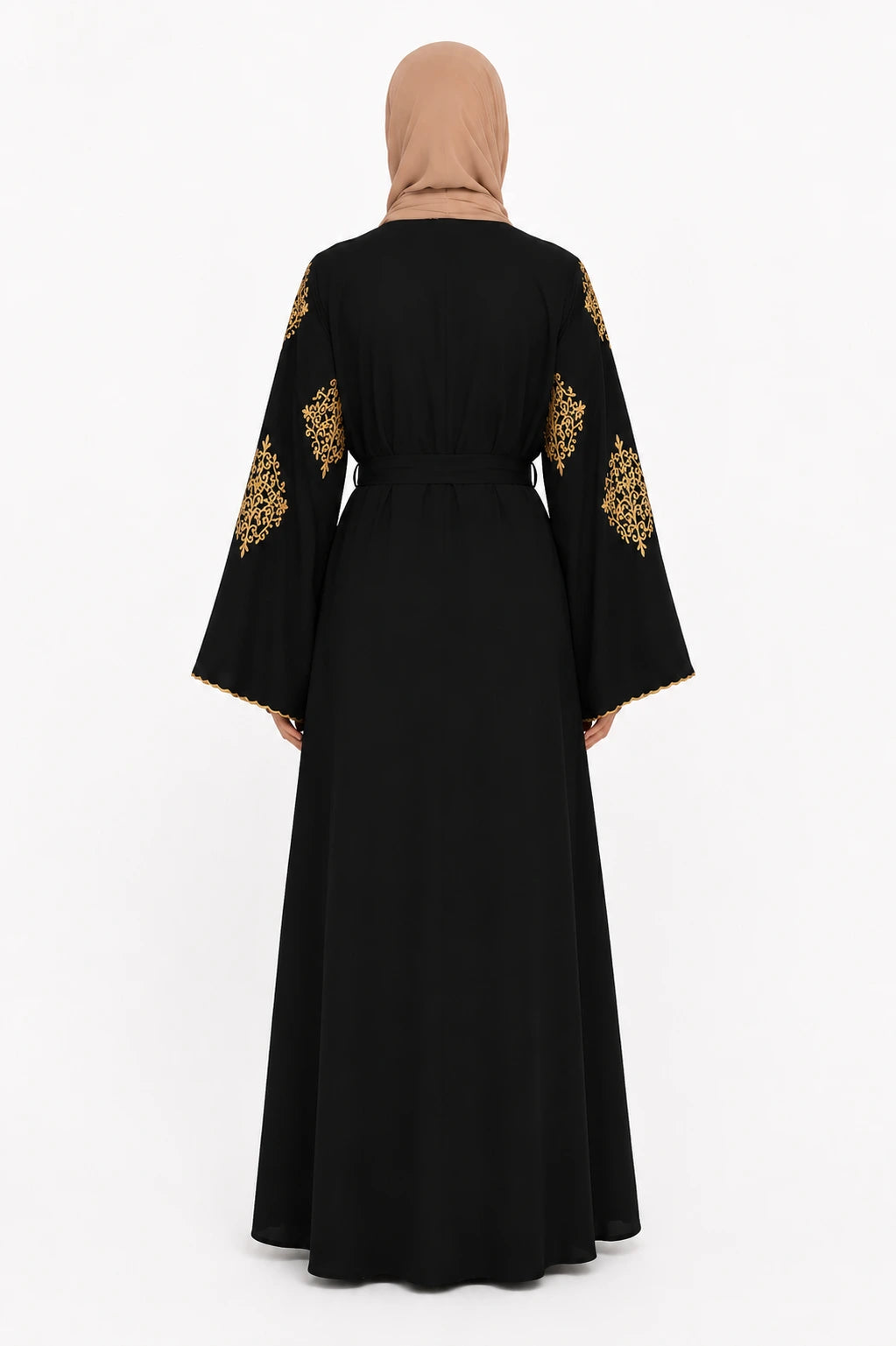 Nadia Black Embroidered Kimono Abaya
