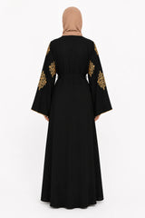 Abaya Brodée Noire Kimono Nadia
