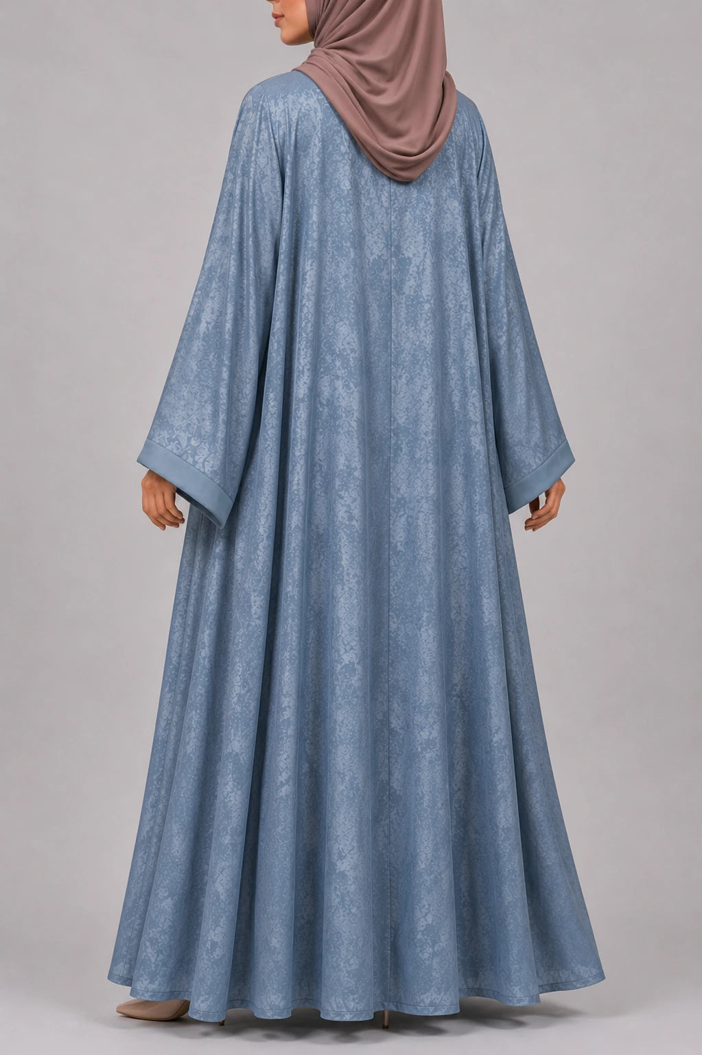 Yara Blue Satin Kimono Abaya