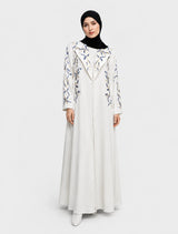 Abaya Brodée Blanche Kimono Yasmine