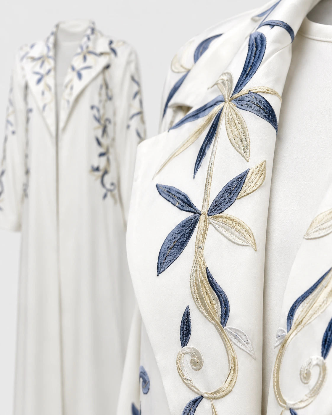 Yasmine White Embroidered Kimono Abaya