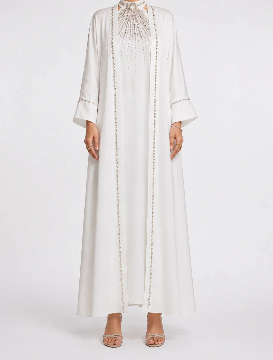 Nour White Two-Piece Abaya Set