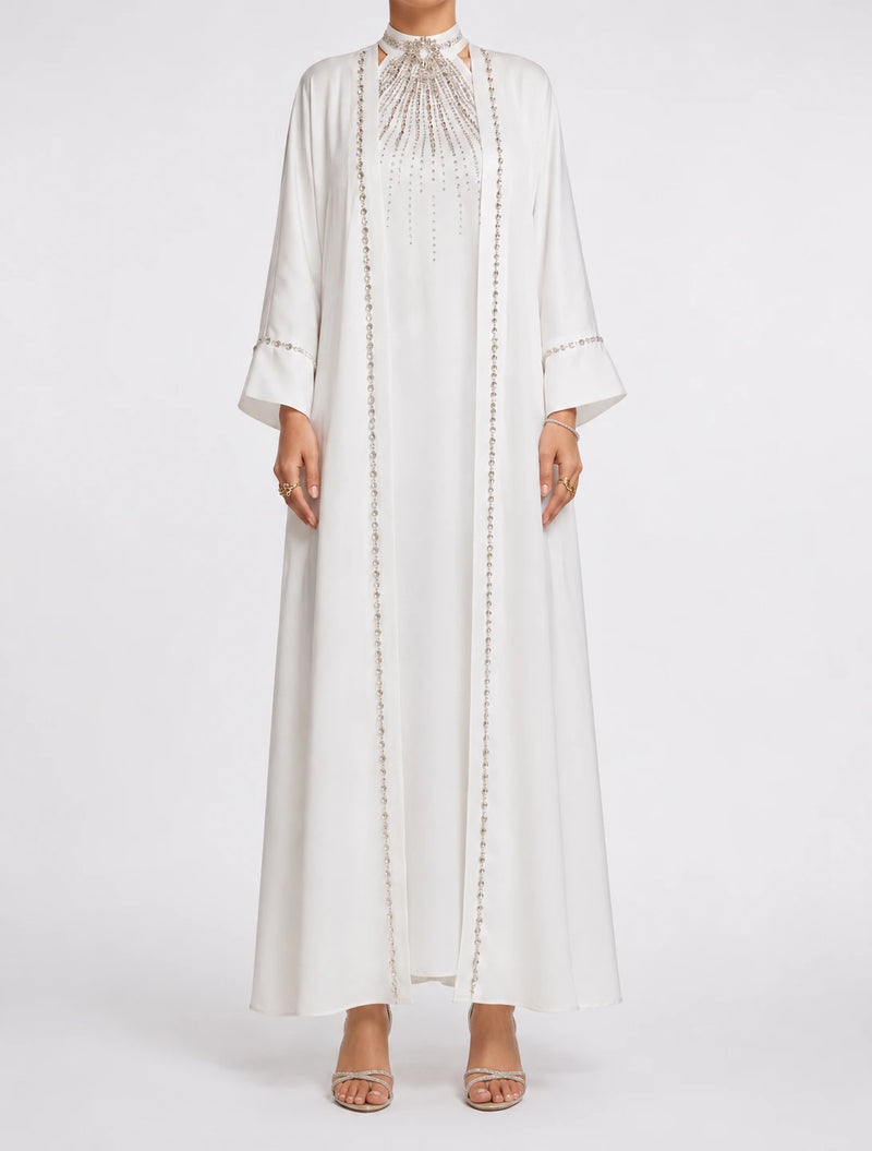 Abaya Nour Blanc: Ensemble 2 Pièces
