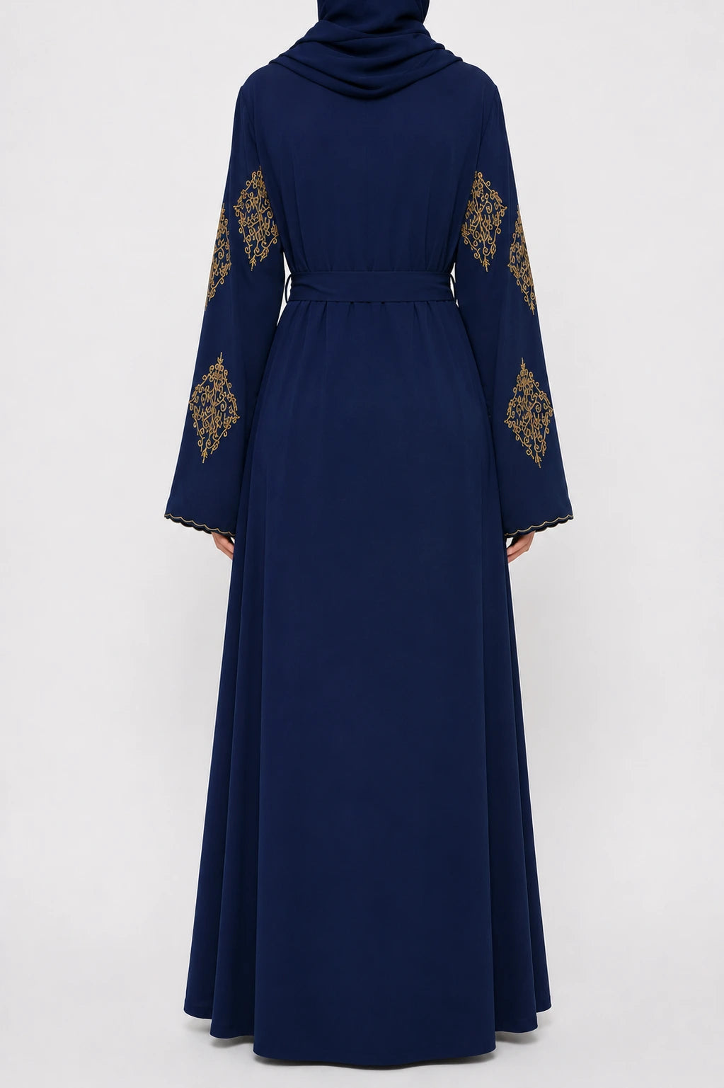 Nadia Navy Embroidered Kimono Abaya