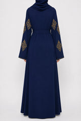 Abaya Brodée Marine Kimono Nadia