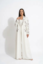 Abaya Brodée Blanche Kimono Yasmine