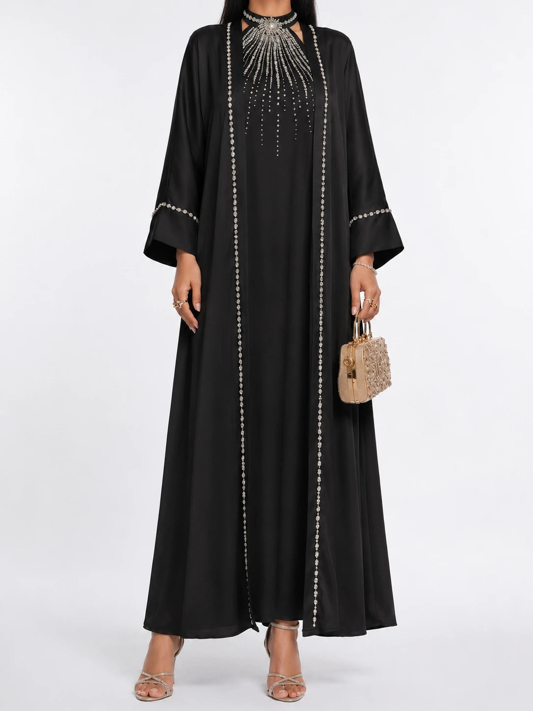 Abaya Nour Noir Prestige: Ensemble 2 Pièces