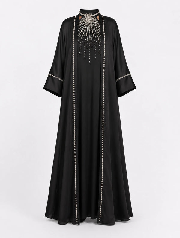Abaya Nour Noir Prestige: Ensemble 2 Pièces
