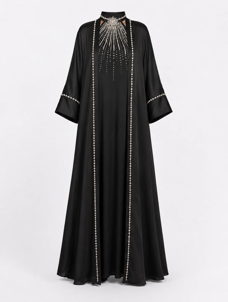 Abaya Nour Noir Prestige: Ensemble 2 Pièces