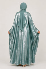 Abaya Farasha Almas: Vert Sauge Irisé