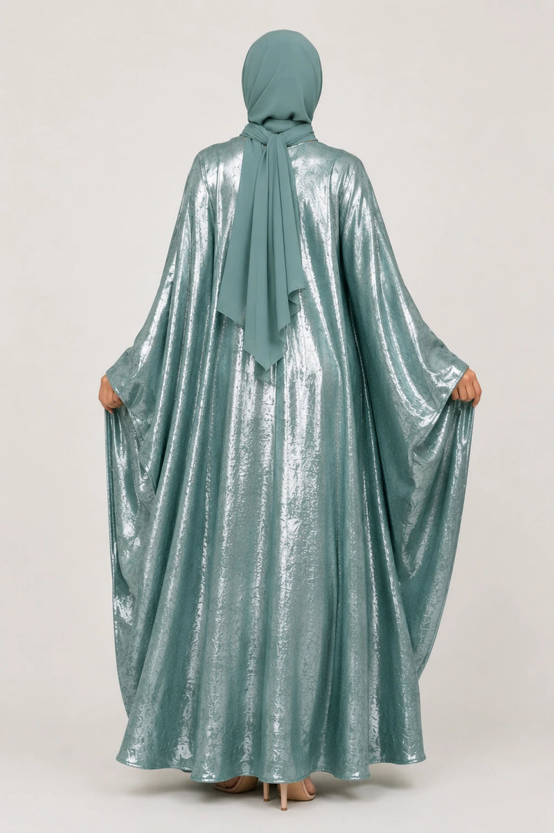 Abaya Farasha Almas: Vert Sauge Irisé