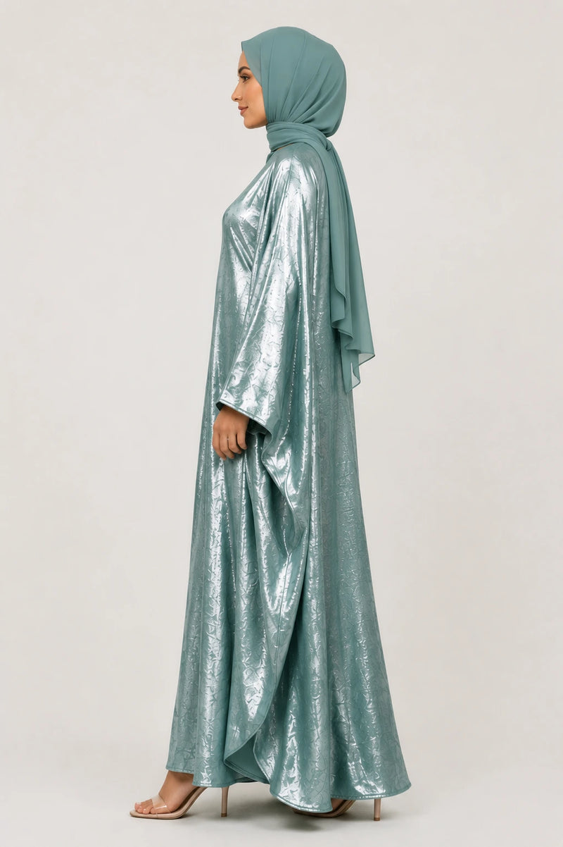 Abaya Farasha Almas: Vert Sauge Irisé