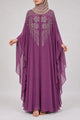 Abaya Warda Pourpre: Papillon Mousseline