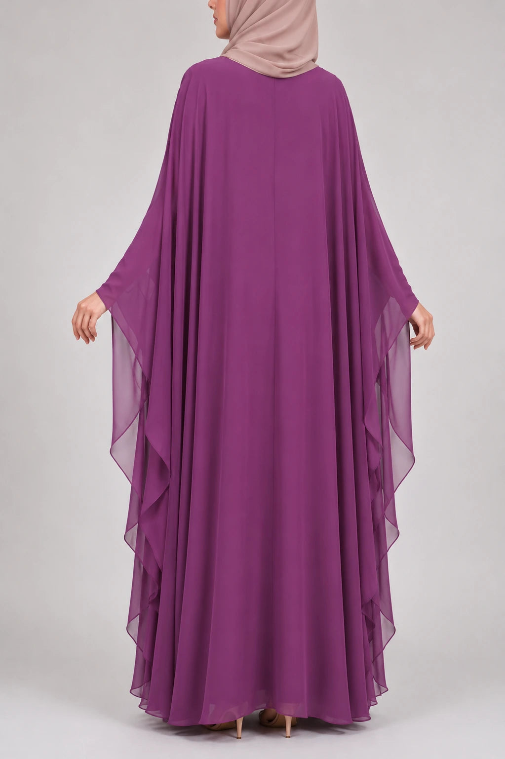 Abaya Warda Pourpre: Papillon Mousseline