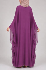 Abaya Warda Pourpre: Papillon Mousseline
