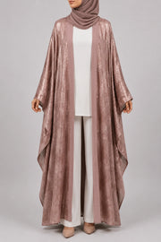 Yara Pink Satin Kimono Abaya