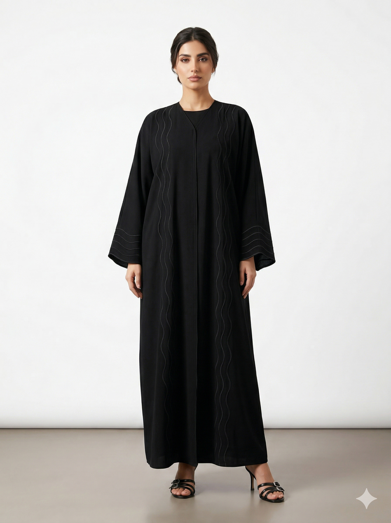 Abaya Dubaï Kimono Lyana - Noir