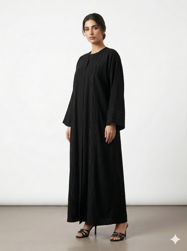 Abaya Dubaï Kimono Lyana - Noir