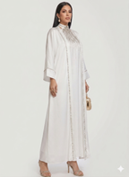 Abaya Dubaï Nour - Blanc Pur & Cristaux Étincelants
