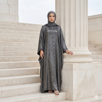 Abaya Dubaï Farasha Almas - Gris Argenté