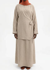 Abaya Hana Beige : Ensemble Kimono Jupe