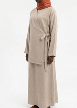 Abaya Hana Beige : Ensemble Kimono Jupe