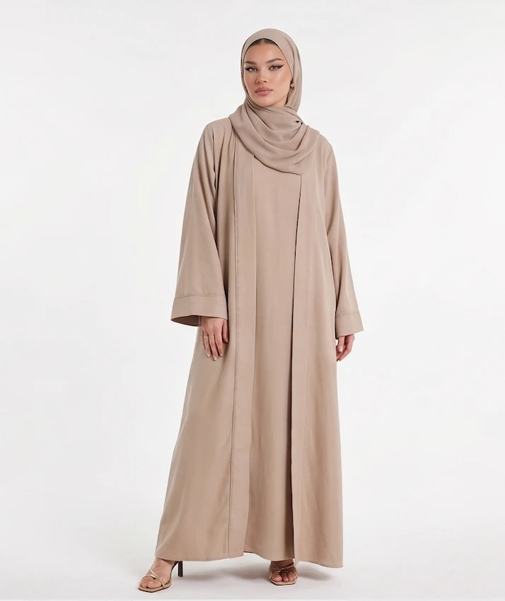 Lina Nude Open Kimono Abaya