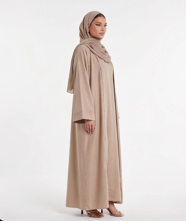 Lina Nude Open Kimono Abaya