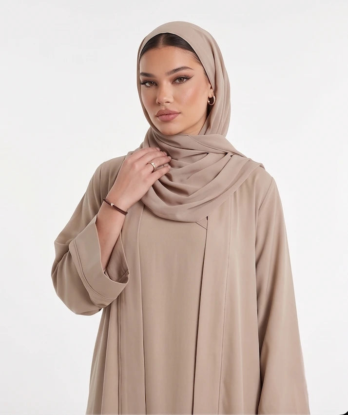 Lina Nude Open Kimono Abaya