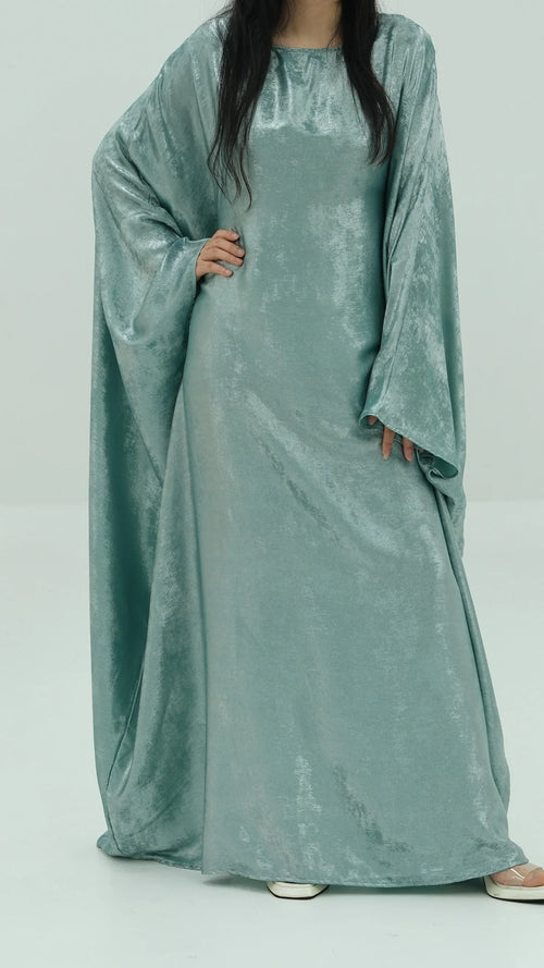 Abaya Farasha Almas: Vert Sauge Irisé