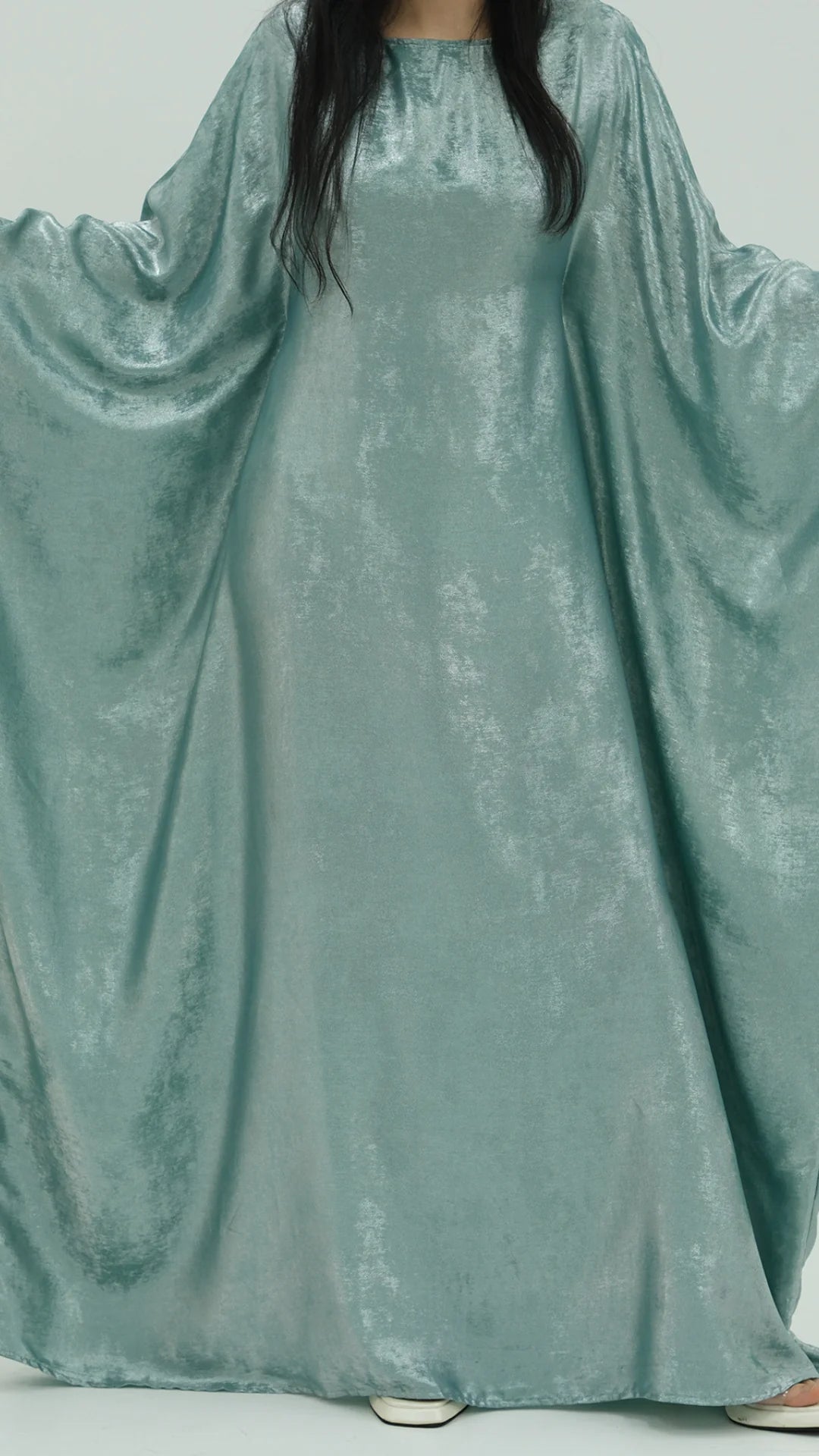 Abaya Farasha Almas: Vert Sauge Irisé
