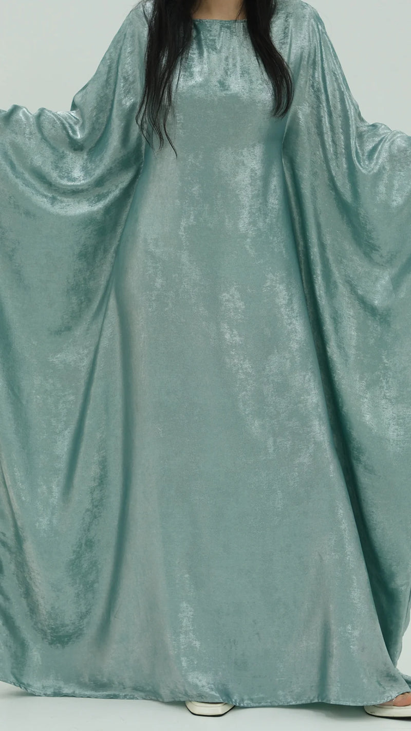 Abaya Farasha Almas: Vert Sauge Irisé