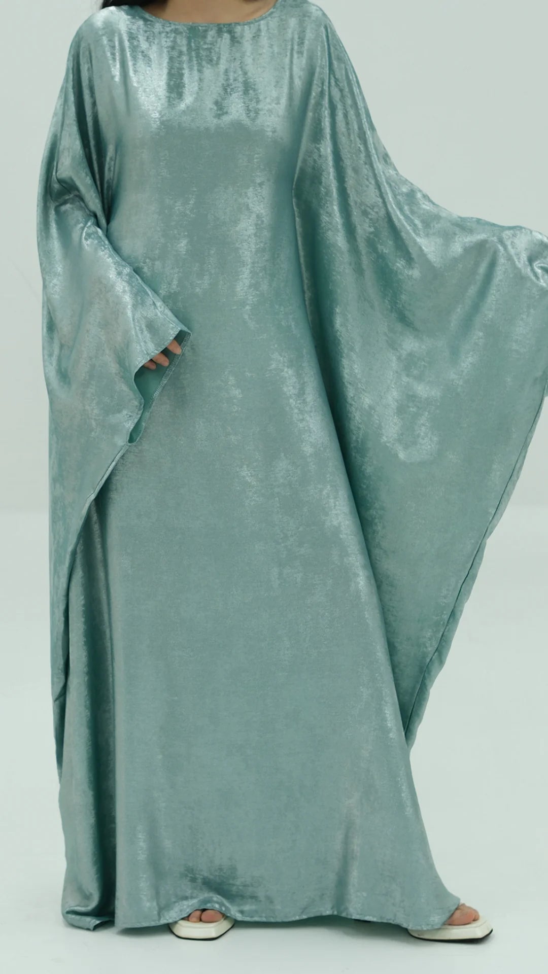 Abaya Farasha Almas: Vert Sauge Irisé