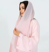 Cœur de Nida - Abaya Ouverte Brodée Manches Cœur + Voile Offert