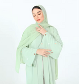 Cœur de Nida - Abaya Ouverte Brodée Manches Cœur + Voile Offert