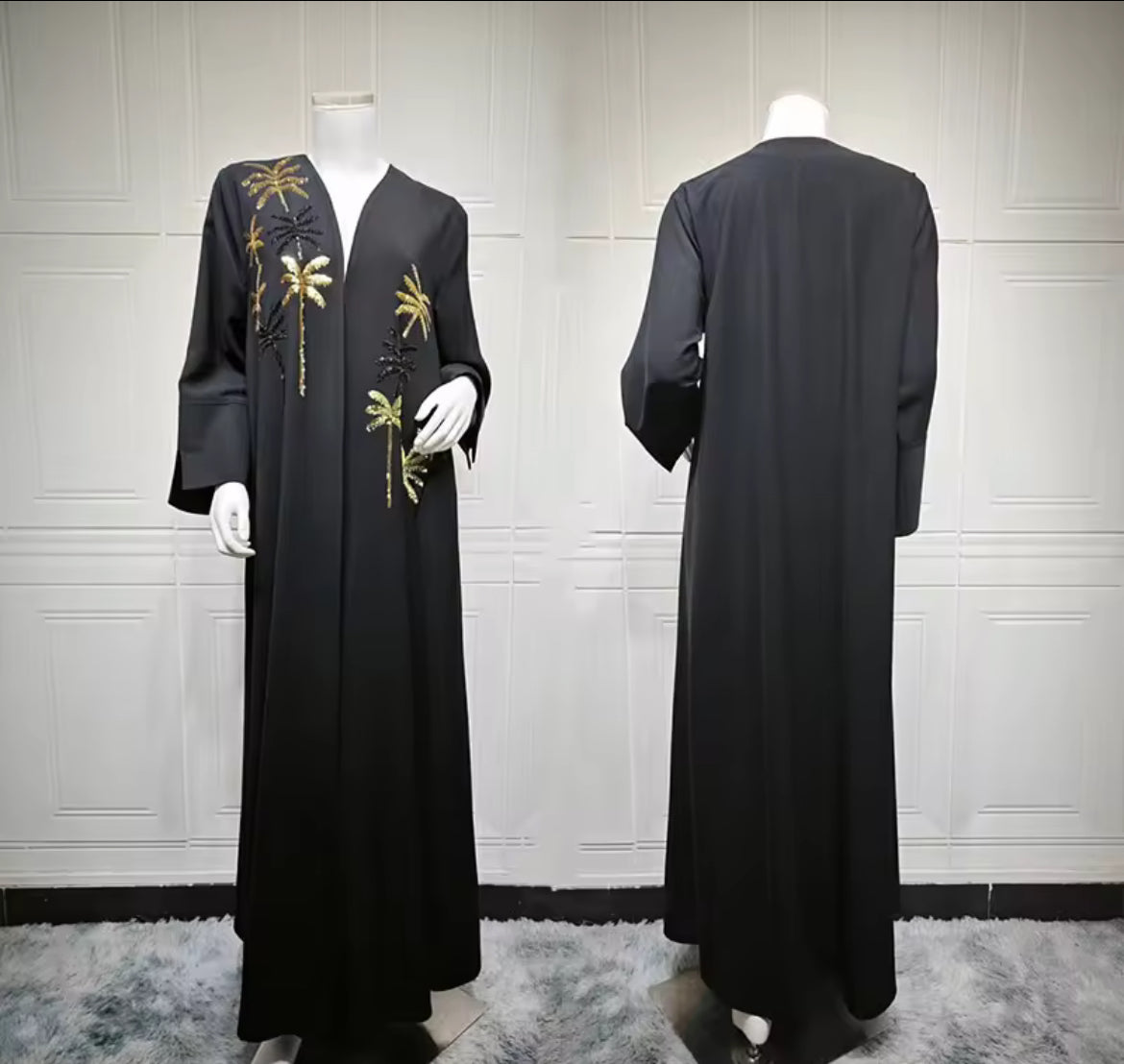 Abaya ouverte fluide noire Selma Maison Ayla