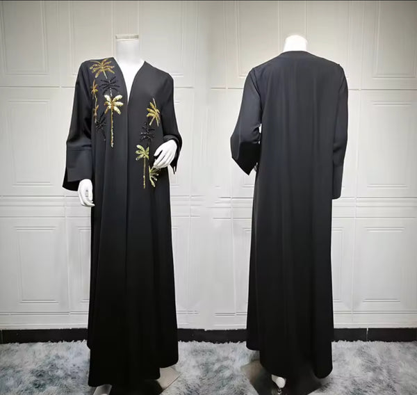 Abaya ouverte fluide noire Selma Maison Ayla