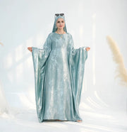 Almas Iridescent Sage Green Farasha Abaya