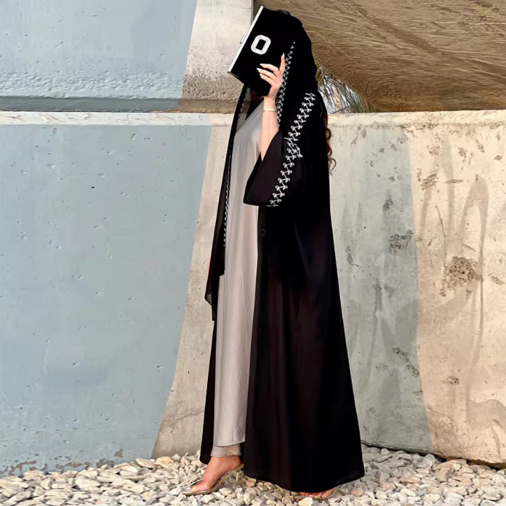 Abaya kimono Dubaï ouverte noire Maïssa Maison Ayla