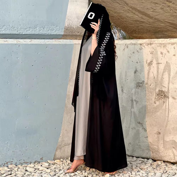 Abaya kimono Dubaï ouverte noire Maïssa Maison Ayla