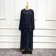 Jamila Black Three-Piece Beaded Abaya Set