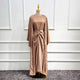 Ensemble abaya 3 pièces perlé marron doré Jamila en Nida Maison Ayla
