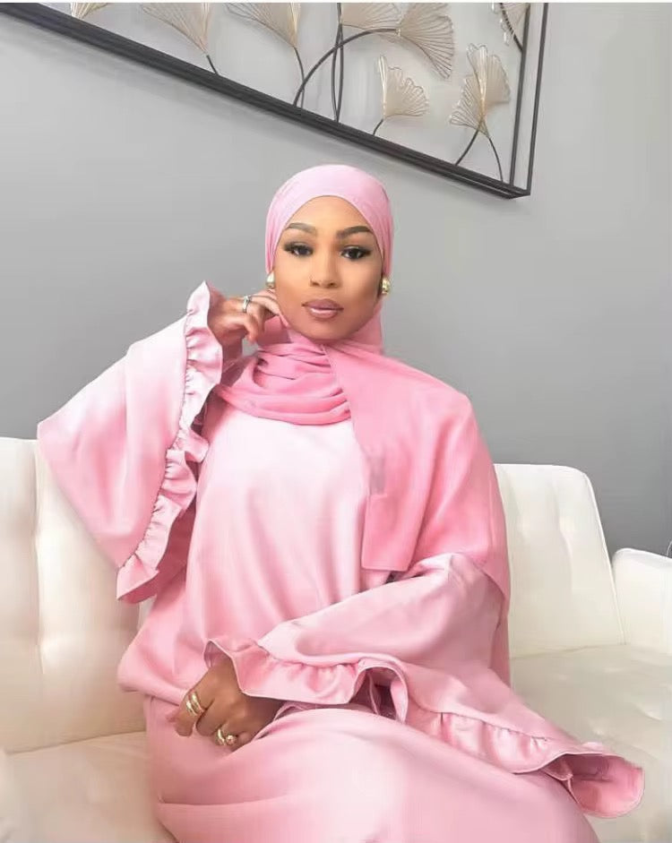 Abaya rose fluide en Nida Naïla Maison Ayla