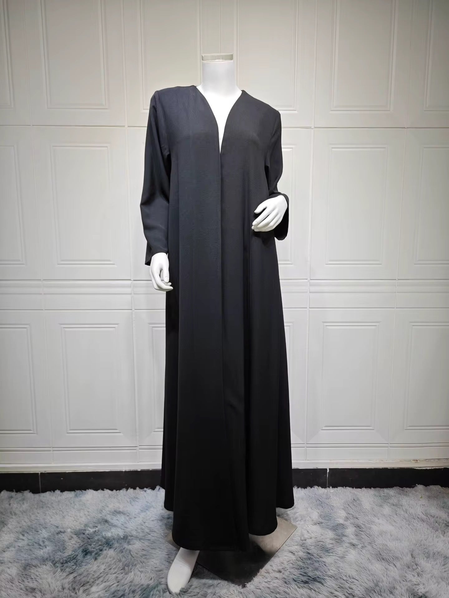 Abaya cardigan long ouvert noir Hind Maison Ayla