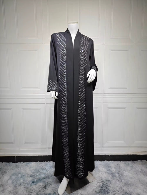 Abaya à strass noire Dina en rayonne Maison Ayla